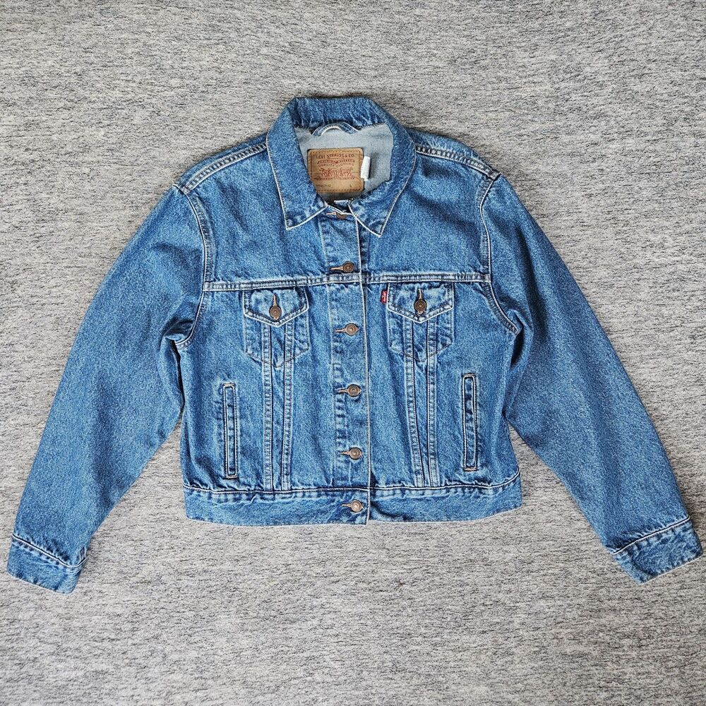 Viintage Levi Strauss & Co Denim Jacket Blue Trucker Style Size Large 77741 7112